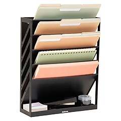 Mind Reader 5-Compartment Plastic Mountable Wall File, Black