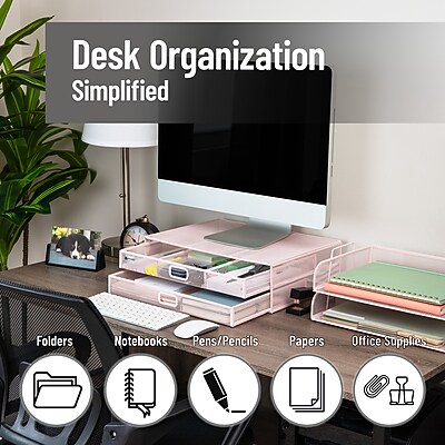 Mind Reader Two-Tier Monitor Stand Laptop Riser, Up to 30 lbs., Pink (2TDMESHY-PNK) Sansujyuku sansujyuku.com