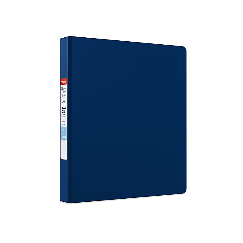 Staples Heavy Duty 1" 3-Ring Non-View Binder, D-Ring, Blue (ST56272-CC) image 1