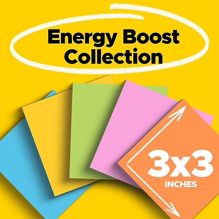 Post-It Notas Super Adhesivas Miami, 3x3 Pulgadas, 12 Blocs Con 90 Hojas - Colores Vivos