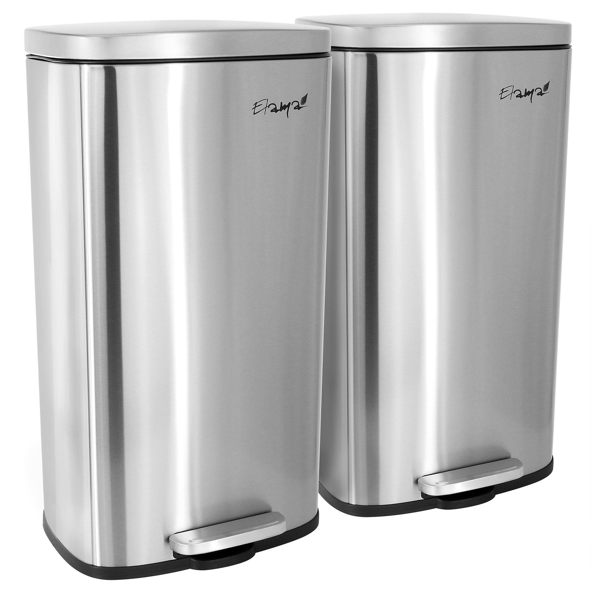 Elama Stainless Steel Indoor Step Trash Cans, 8 Gallon, Silver, 2/Pack (938121376M) Sansujyuku sansujyuku.com