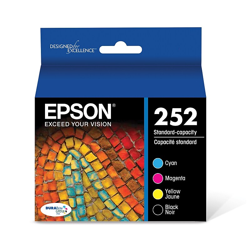Epson T252 Black/Cyan/Magenta/Yellow Standard Yield Ink Cartridge, 4/Pack (T252120-BCS) image 1