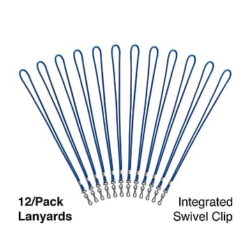 Staples Lanyards with Swivel Clip,  36" Length, Nylon, Blue, 12/Pack (18917)