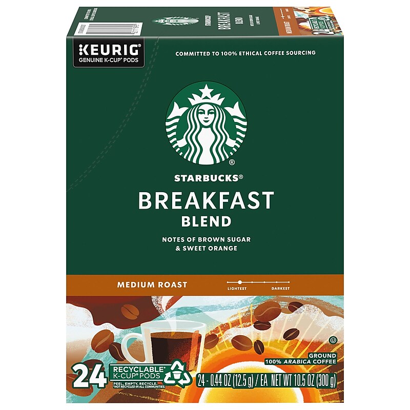 Starbucks Breakfast Blend Coffee Keurig® K-Cup® Pods, Medium Roast, 24/Box (SBK18995) image 1