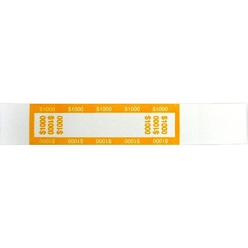 Currency Straps For $10 Bills - Yellow Money Bands, 1000/Pack