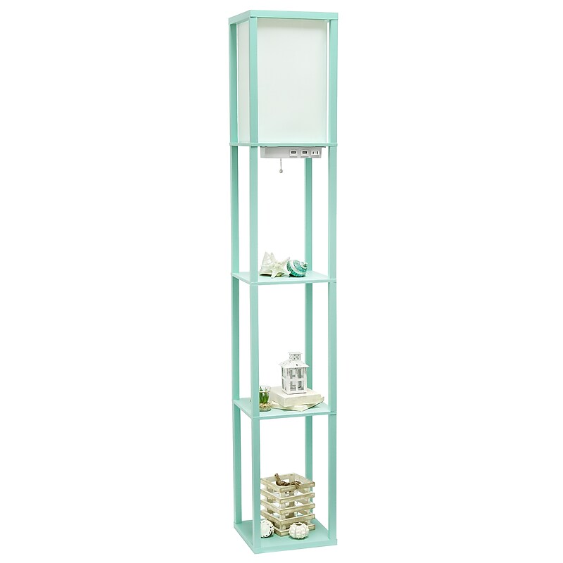 Simple Designs Etagere Organizer 62.5" Floor Lamp with Rectangular Shade, Aqua (LF1037-AQU-CCLB) image 1