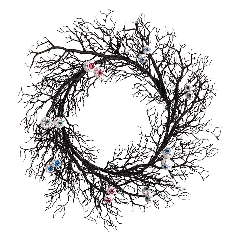 Nearly Natural Halloween Gazing Eyeballs Twig Wreath, 30" (W1200) image 1