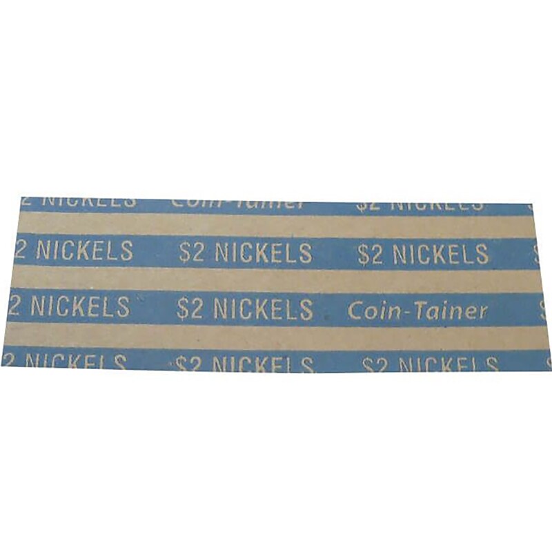 CONTROLTEK $2 Nickel Coin Wrapper, Kraft/Blue, 1000/Box (560043) image 1