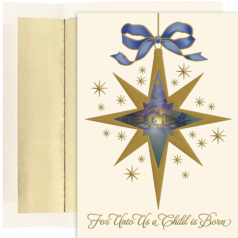 Masterpiece Studios Holiday Collection Nativity Star Christmas Cards with Envelopes, 7.8" x 5.6", 15/Pack (909000) image 1