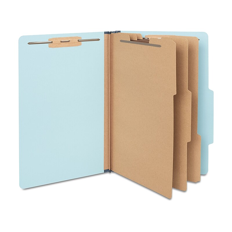 Staples® 60% Recycled Pressboard Classification Folder, 3-Dividers, 3 1/2" Expansion, Letter Size, Blue, 20/Box image 1