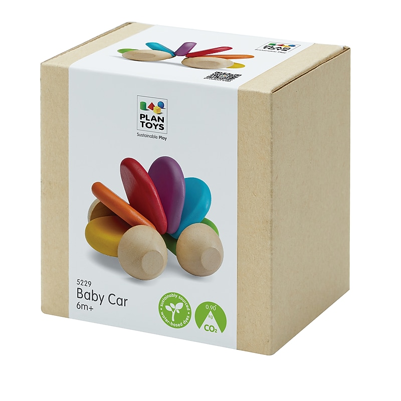 Plan Toys Wooden Baby Car Push Toy, Multicolored (PTS5229) image 1