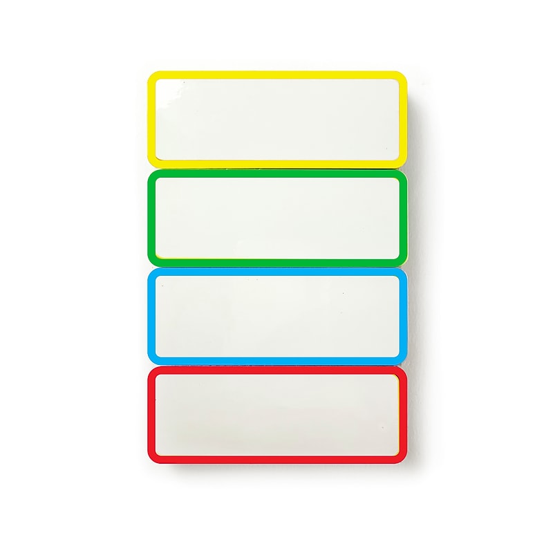Cosco Dry Erase Magnetic Indoor Signs, 3.2" x 1.2", Assorted Colors, 24/Pack (098562) image 1