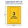 Avery Rectangle Laser/Inkjet Multipurpose Labels, 2.5" x 5", Bright Yellow (120/Box)~#|#~CA5E52AF-E14F-4CCF-AC78B789043699FA_sc7