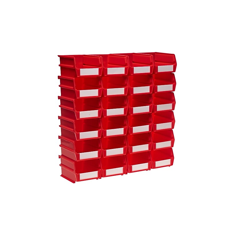 Triton Products LocBin Stackable Storage Bin, 3" x 4.12" x 5.37", Red, 24/Pack (3-210R) image 1