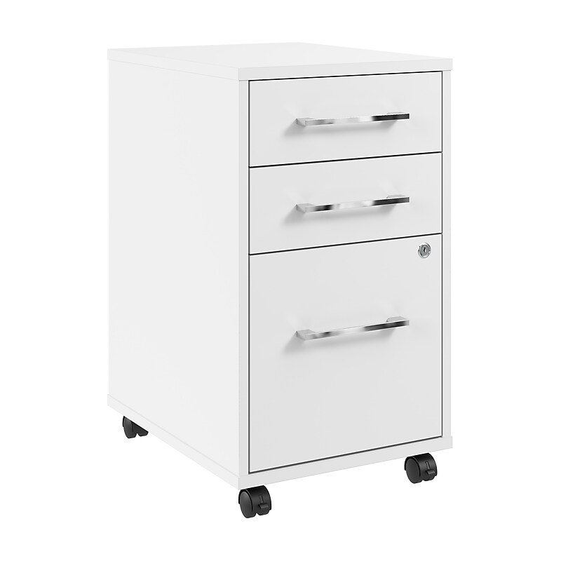 Bush Business Furniture Hustle 3 Drawer Mobile File Cabinet, White (HUF116WH) image 1