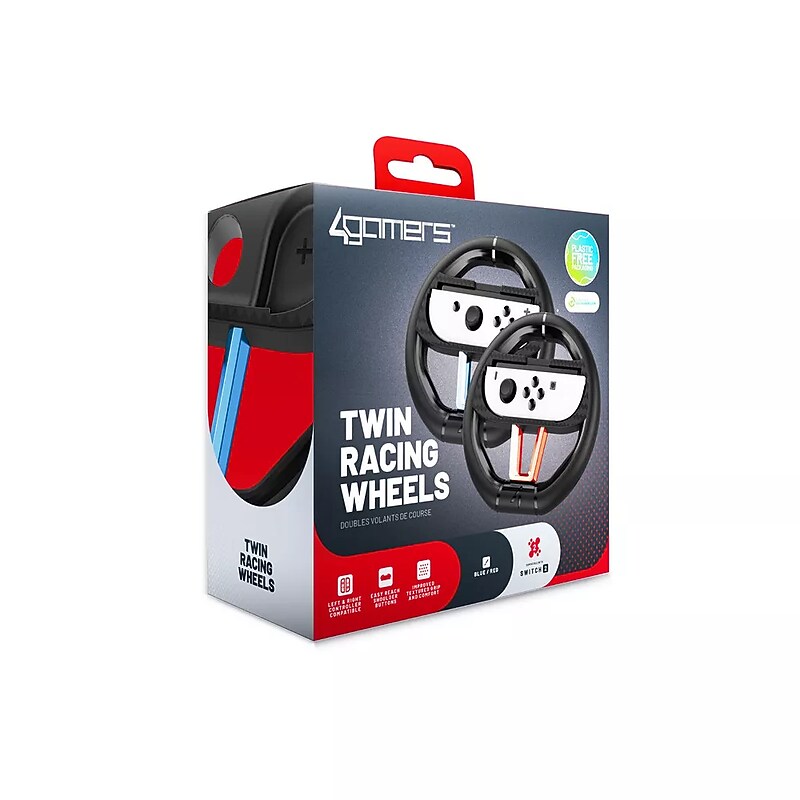 4Gamers Twin Racing Wheels, Switch 2 Compatible, Multicolored (S2-RW2-4G) image 1
