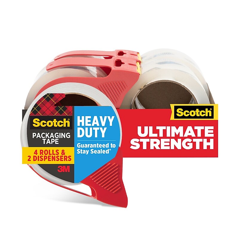 Scotch Heavy Duty Packing Tape with Dispenser, 1.88" x 54.6 yds., Clear, 4/Pack (3850-4-2RD) image 1