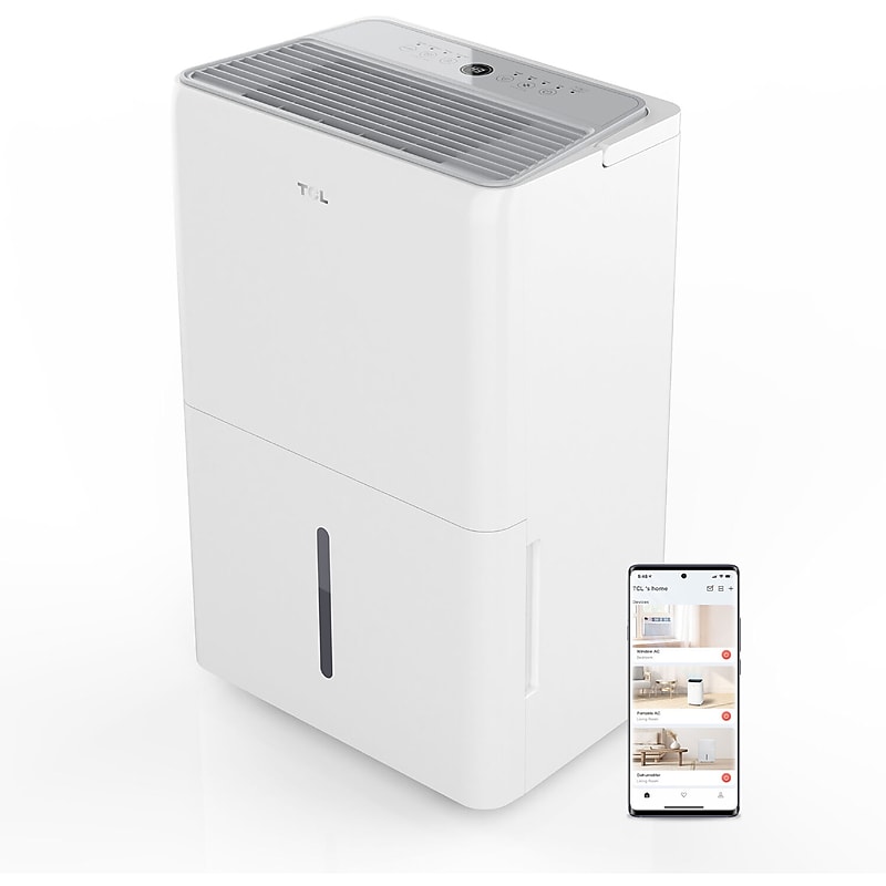 TCL 32-Pint Smart Portable Dehumidifier, WiFi Enabled, Covers up to 3000 sq. ft., White (H32D44W) image 1