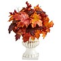 Nearly Natural 20" Autumn Maple Leaf and Berries Artificial Plant in White Urn (P1543)~#|#~CA77F4E8-625B-41BA-844624FADDF8FC81_sc7