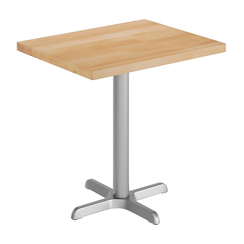 Flash Furniture Bennett Wooden Commercial Indoor Table, 30" x 24", Natural Top/Silver Base (GSF2430NTT2222S) image 1
