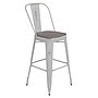 Flash Furniture Carly Indoor-Outdoor Bar Height Stool with Back, White with Gray Seat (ET353430WHPL1G)~#|#~CA80B121-D18E-4F36-946F64E9152CEB27_sc7