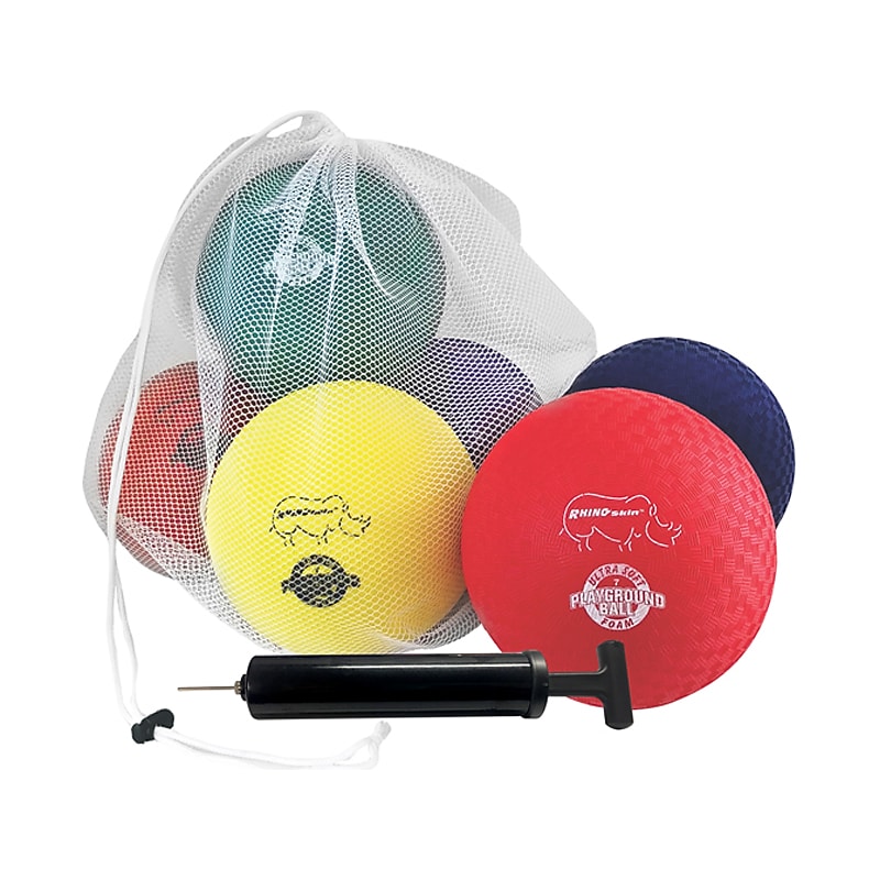 Champion Sports Rhino Skin 7" Playground Balls, Assorted Colors, 6/Set (RSPG7SET)