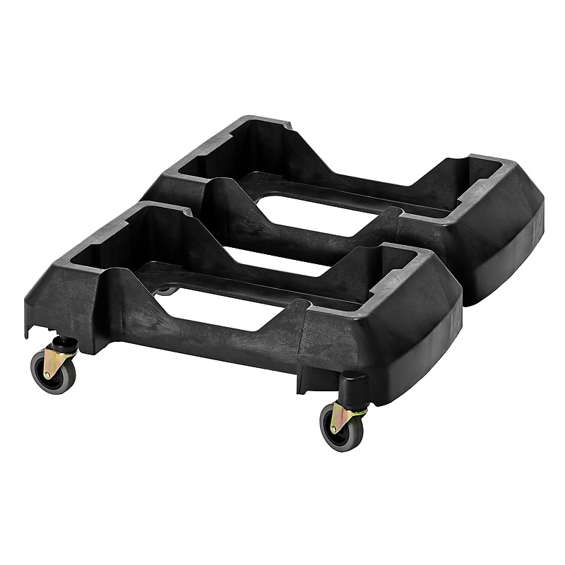 Alpine Industries Rectangular Trash Can Dolly, 200 lb. Weight Capacity, Black, 2/Pack (ALP477-DOLLY-2PK) image 1