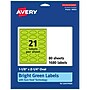 Avery Printable Oval Multipurpose Labels, 1-1/8" x 2-1/4", Bright Green, 1680/Box (94054)~#|#~CA9461E0-8B6E-42BA-9D8E96F6CD7D9036_sc7
