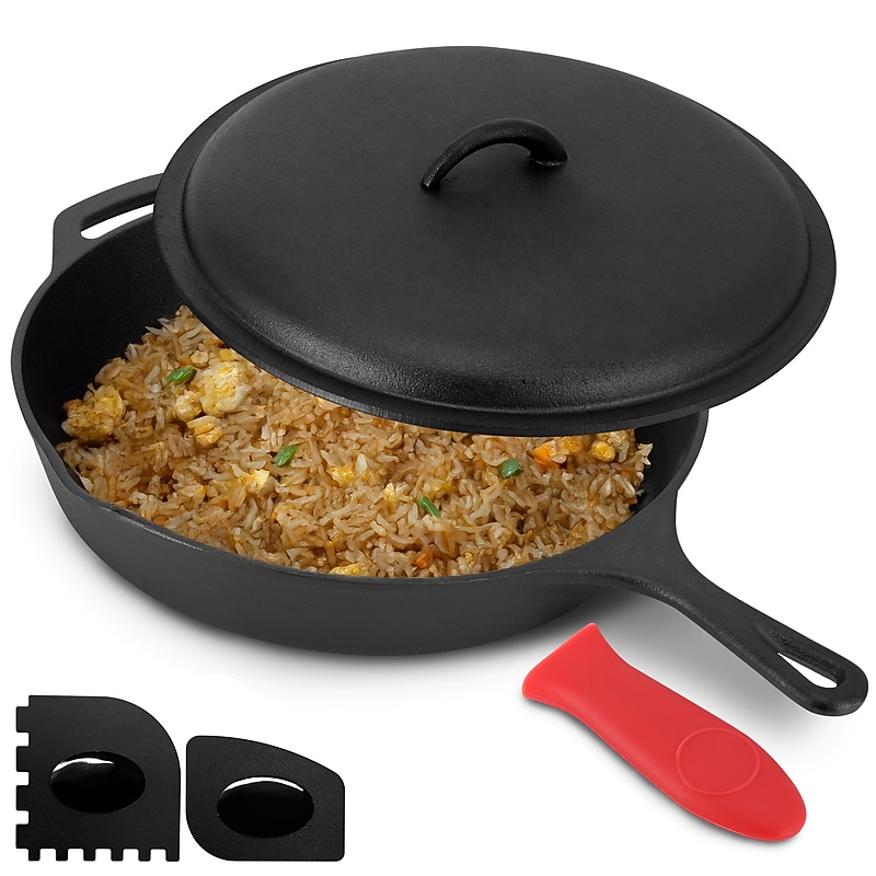 MegaChef Cast Iron 12" Skillet with Lid (935121255M) image 1
