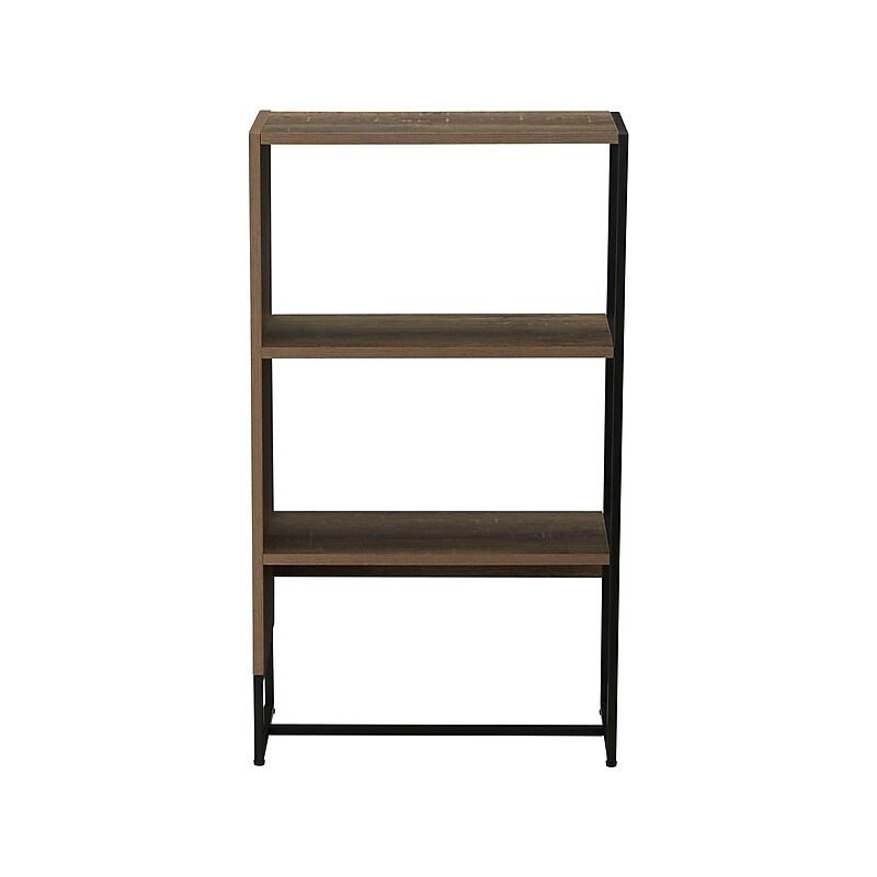 Household Essentials Wrap 41.5" 3-Shelf Bookcase, Brown/Black Laminate/Steel (8260-1) image 1