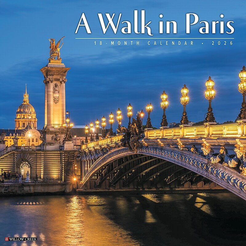 2026 Willow Creek A Walk in Paris 12" x 12" Monthly Wall Calendar (49761) image 1