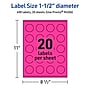 Avery Laser/Inkjet Round Multipurpose Labels, 1.5" Dia., Neon Magenta, 400/Pack (94506)~#|#~CAAD3754-254F-4589-BECFE2CE38475842_sc7