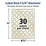 Avery Laser/Inkjet Round Multipurpose Labels, 1.25" Dia., Ivory, 750 Labels/Pack (94505)~#|#~CAB88302-569F-4787-A7BE4365856E9DA9_sc7