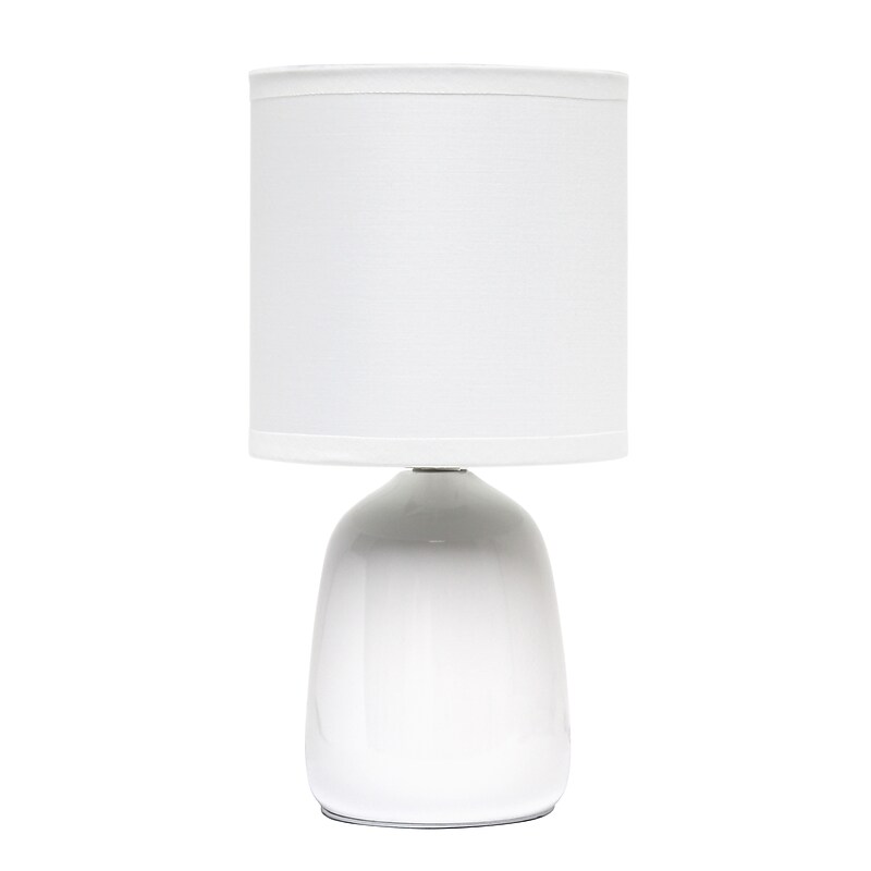 Simple Designs Ceramic Thimble Base 10.04" LED Table Lamp, Off White (LT1134-OFF) image 1