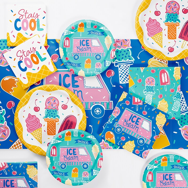 Say Hooray! Tasty Treats Summer Disposable Party Tableware Set, 49/Pack (DTC9634E2A) image 1