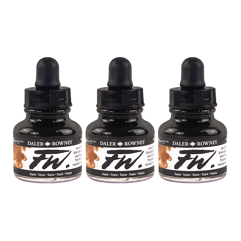 Daler-Rowney FW Acrylic Ink, Sepia, 29.5ml, 3/Bundle (DRW160029251-3) image 1