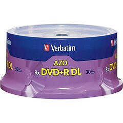 Verbatim DVD+R DL, 8x, 8.5GB, 30/Pack (96542) | Staples