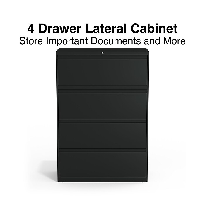 Staples Commercial 4-Drawer Lateral File Cabinet, Letter
