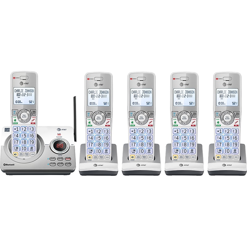 AT&T 5-Handset Cordless Telephone, White/Silver (DL72510) image 1
