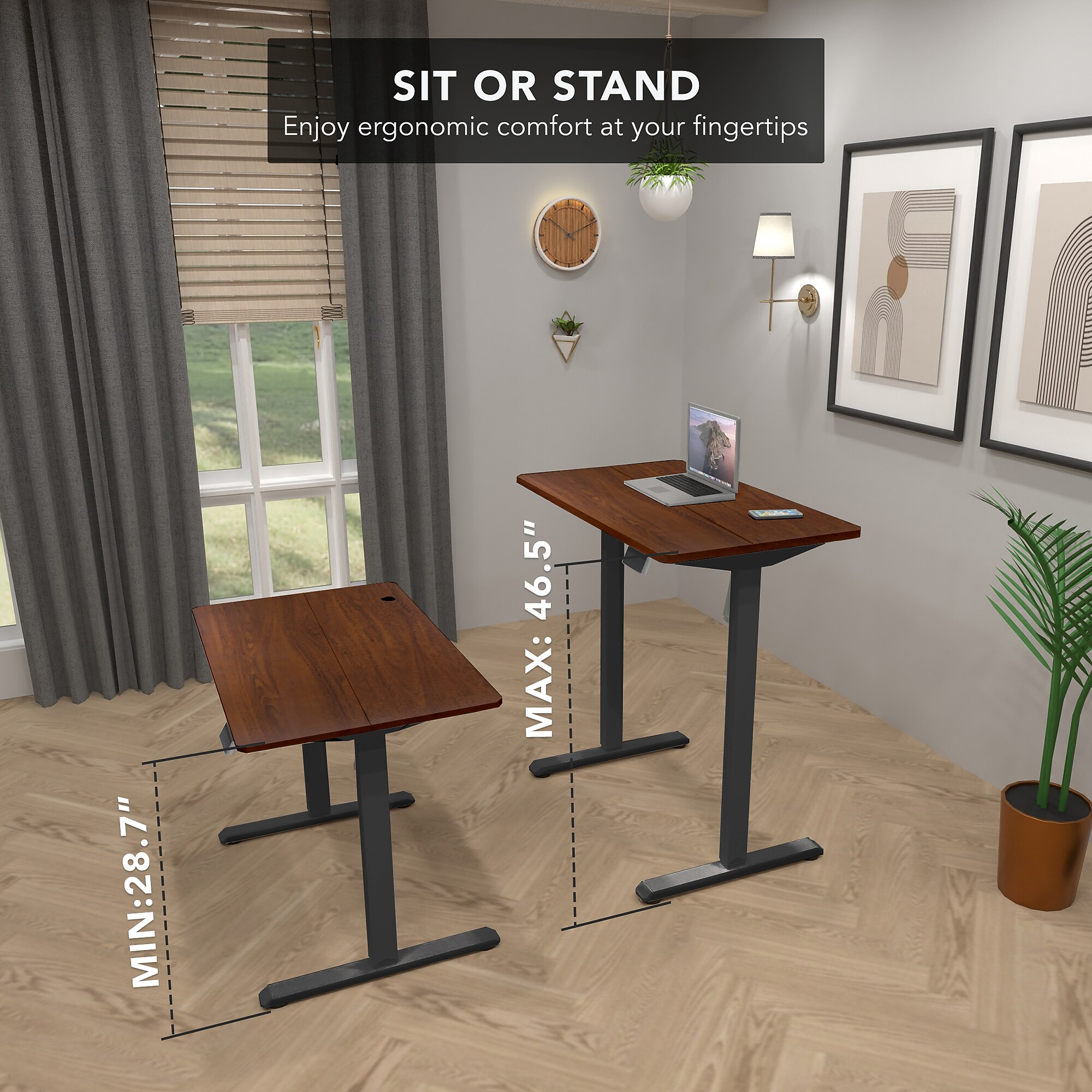 Mount-It! 40″W Electric Rectangular Adjustable Standing Desk, Hazelnut/Black (MI-8036) Sansujyuku sansujyuku.com