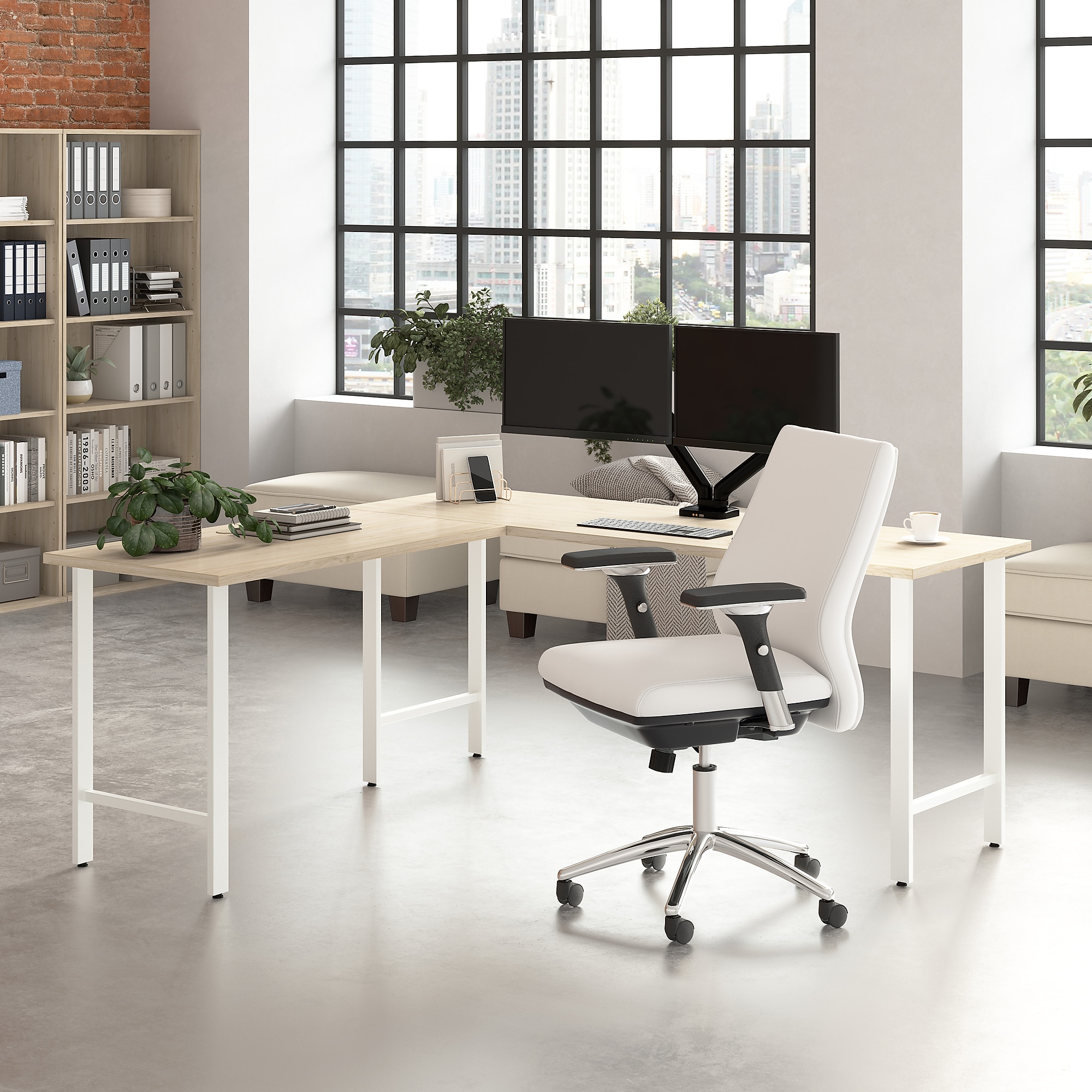 Bush Business Furniture Hustle 72W x 24D L Shaped Computer Desk with Metal Legs, Natural Elm (HUS002NE) Sansujyuku sansujyuku.com