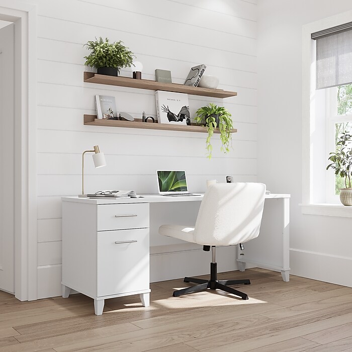 Bush Home Somerset 72W Office Desk with Drawers, White (WC81972