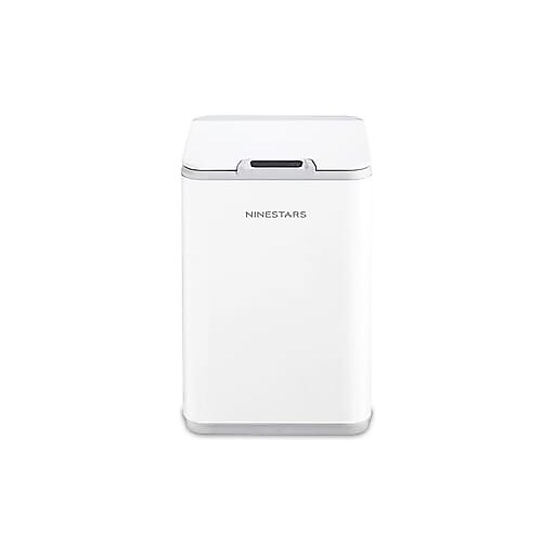 Nine Stars Plastic Sensor Trash Can, 2.6-Gallon, White (DZT-10-35