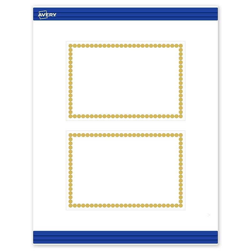 Avery Pre-Printed Gold Beads Design Matte Blank Card, White, 20/Pack (S00-DJD) image 1