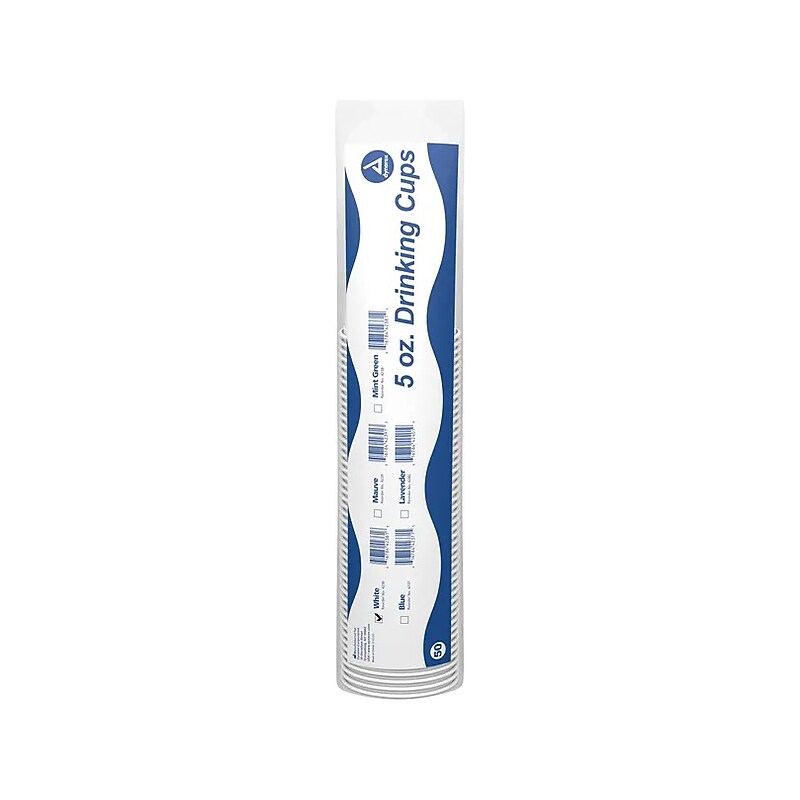 Dynarex 5 oz. Plastic Disposable Cup, White, 50/Pack, 20 Packs/Carton (4236) image 1