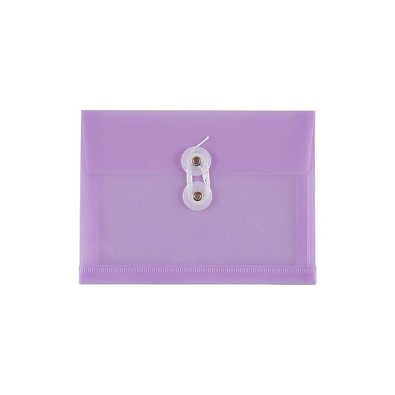 JAM Paper Premium Plastic Filing Envelope with Button & String Closure, 5 1/2" x 7 1/2", Lilac Purple, 3/Pack (920B1lilacx3) image 1