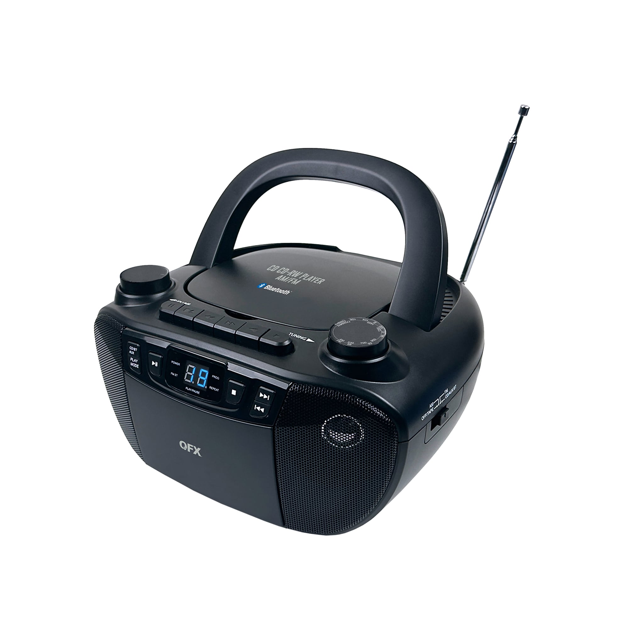 QFX Bluetooth CD/Cassette/Radio/USB Boom Box, Black (QFXJ300BT) Sansujyuku sansujyuku.com