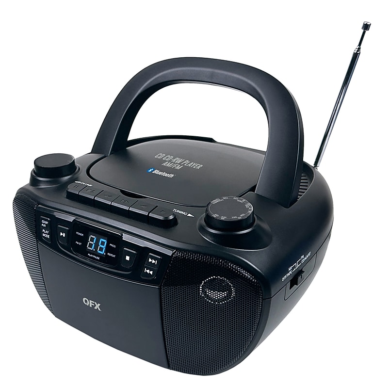 QFX Bluetooth CD/Cassette/Radio/USB Boom Box, Black (QFXJ300BT) image 1