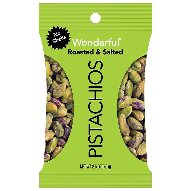 Wonderful No Shells Pistachios, Roasted & Salted, 2.5 Oz. (WPRSSPB8) image 1