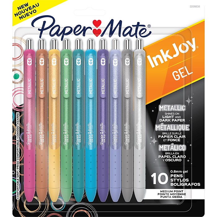 Paper Mate Inkjoy Metallic Retractable Gel Pen, Medium Point, 0.8